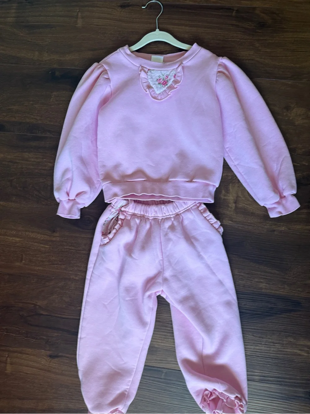 Dollcake Pink Girls Two-Piece Ruffle Sweatshirt & Joggers Set size 4